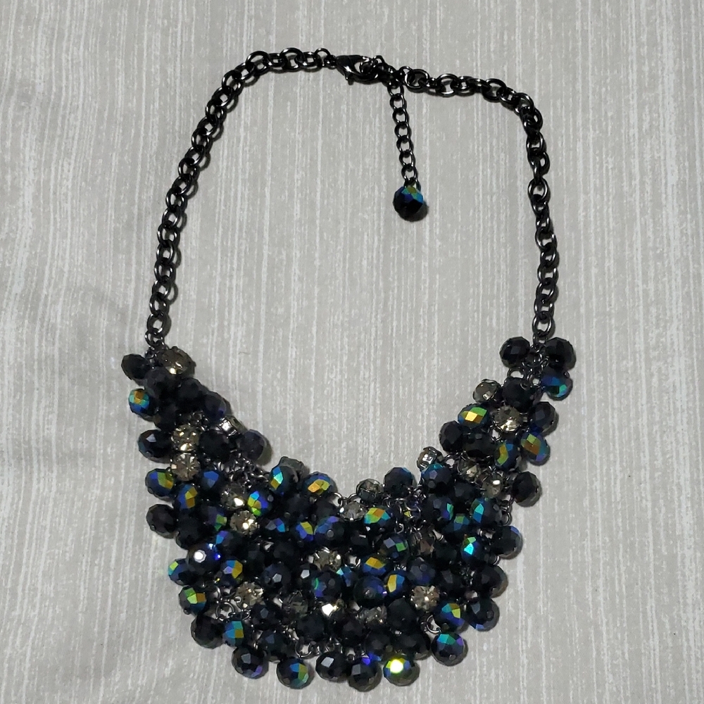 Elegant Black and Blue Statement Necklace